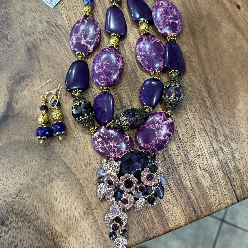 NEW NEVER WORN  Handmade Elegant Purple Jasper  Set